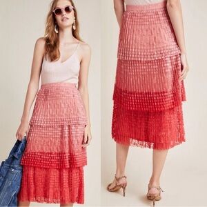 MAEVE BY ANTHROPOLOGIE Lace Ombré Tiered Skirt